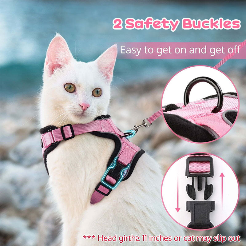 Cat Harness and Leash with Easy Control, Escape-Proof - Soft Adjustable Vest Harness for Walking Cats