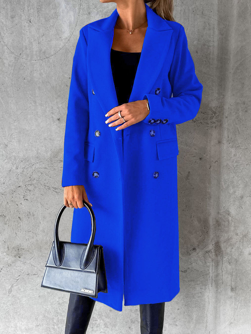 Double-breasted Lapel Coat Slim Long Coat
