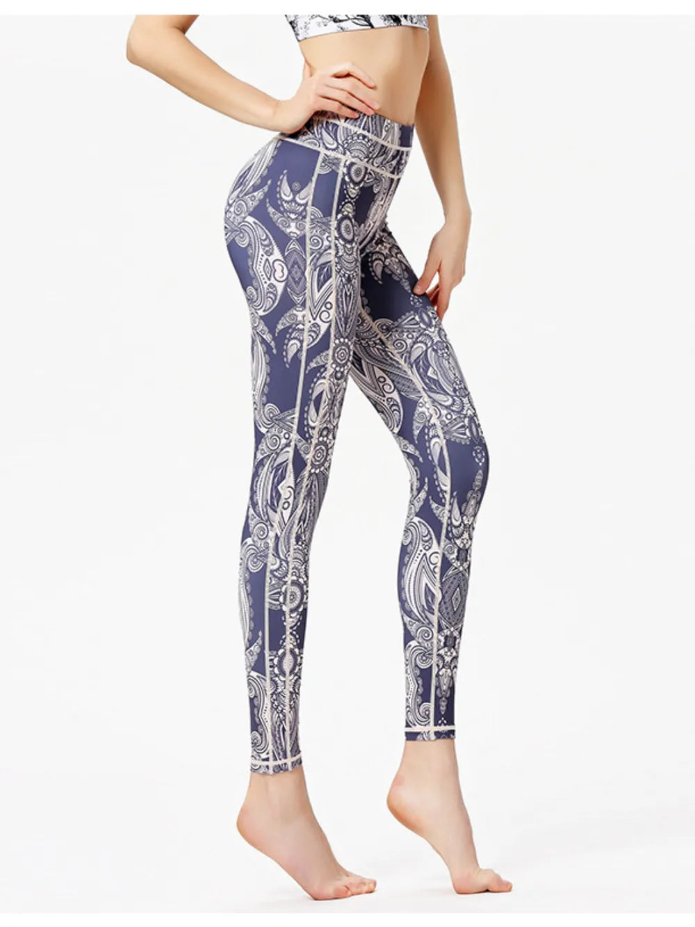 Printed Active High-Rise Waist Leggings