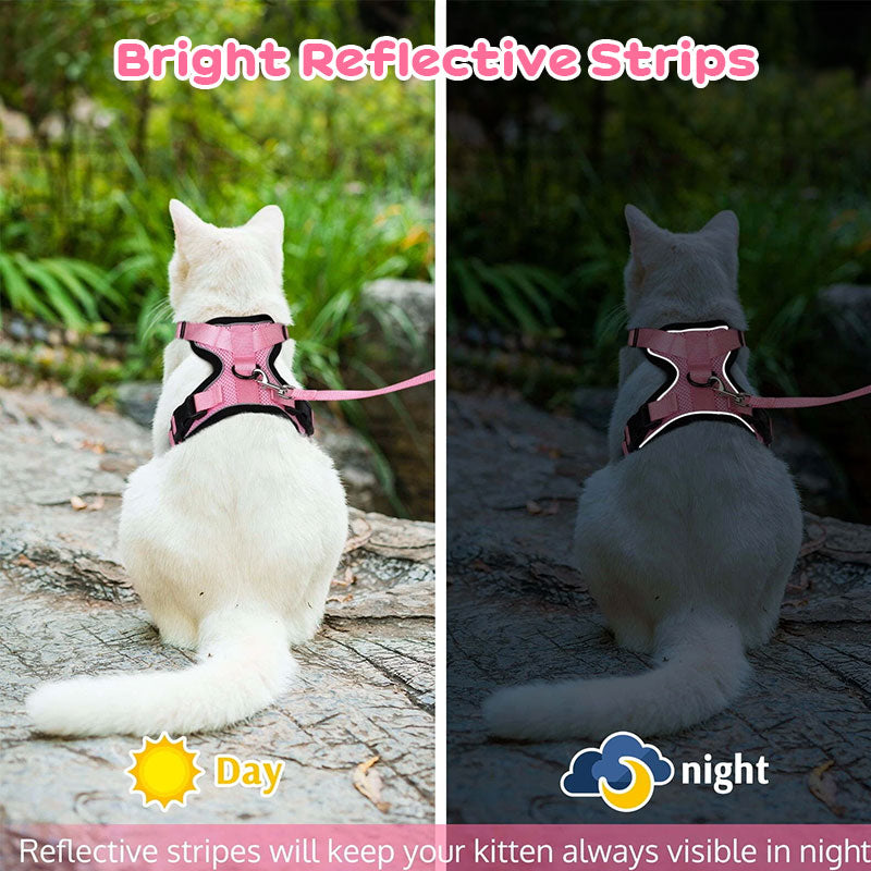 Cat Harness and Leash with Easy Control, Escape-Proof - Soft Adjustable Vest Harness for Walking Cats