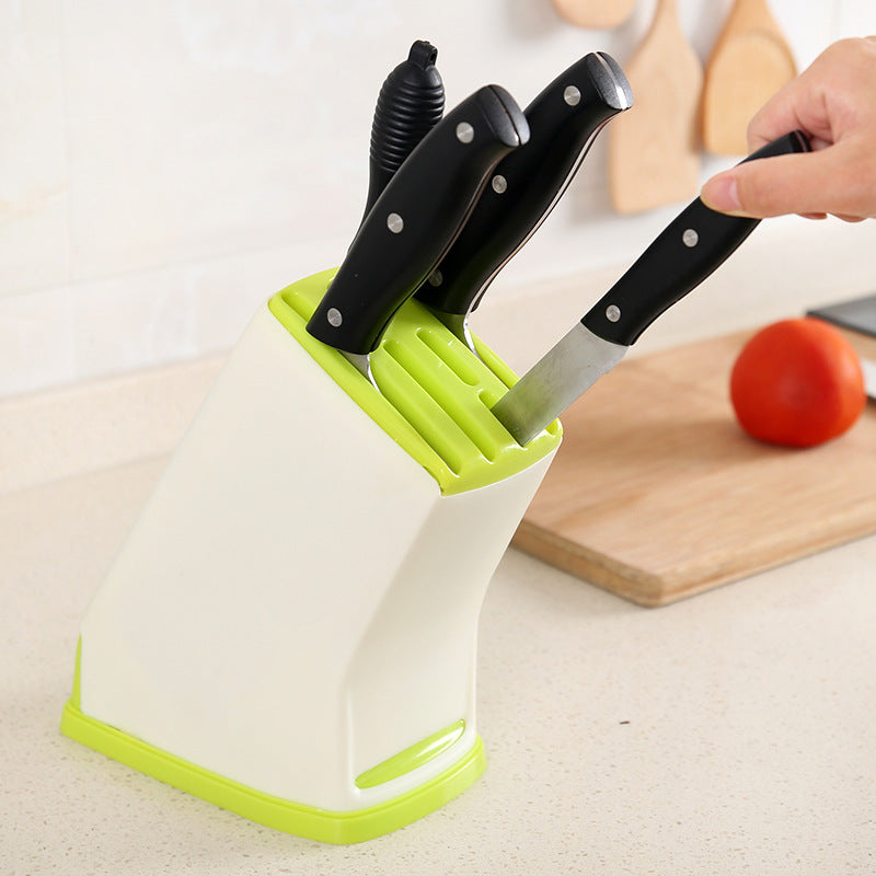 Kitchen Multifunctional Plastic Knife Holder Storage Rack With Draining