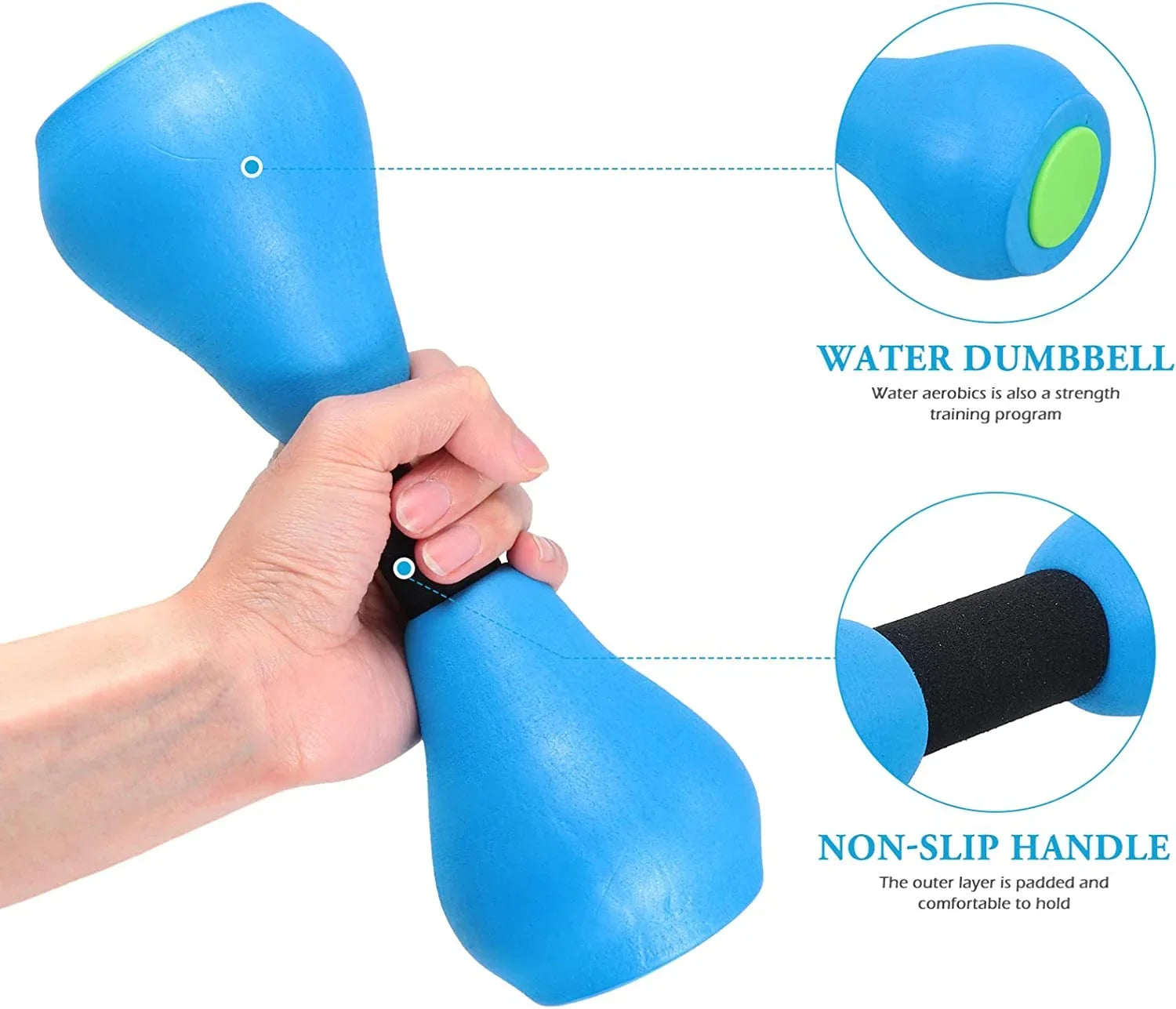 Water Dumbells Aquatic Exercise Pool Fitness Equipment Blue Foam Water Aerobic Exercise Fitness Equipment
