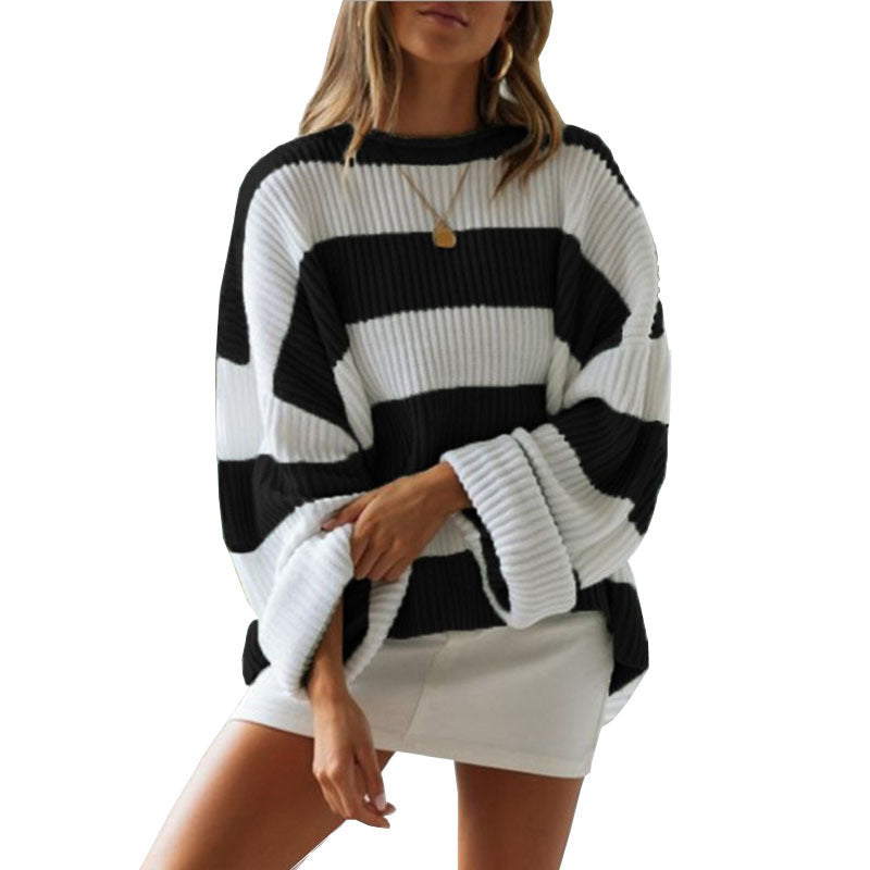 Thick stripe knitted sweater