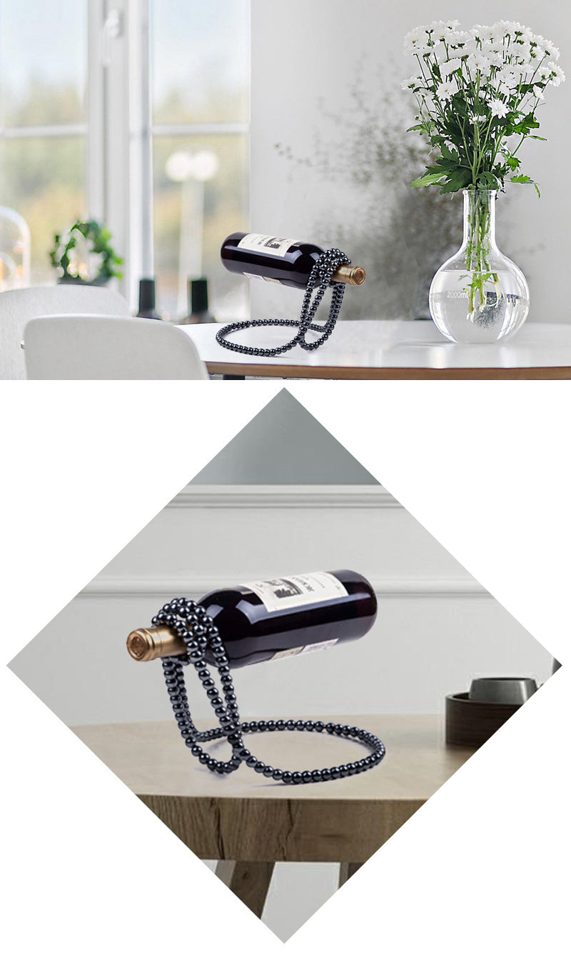 Pearl Necklace Stainless Steel Novelty Bottle Holder/Pedestal/Clamp for Champagne, Whisky & Wine
