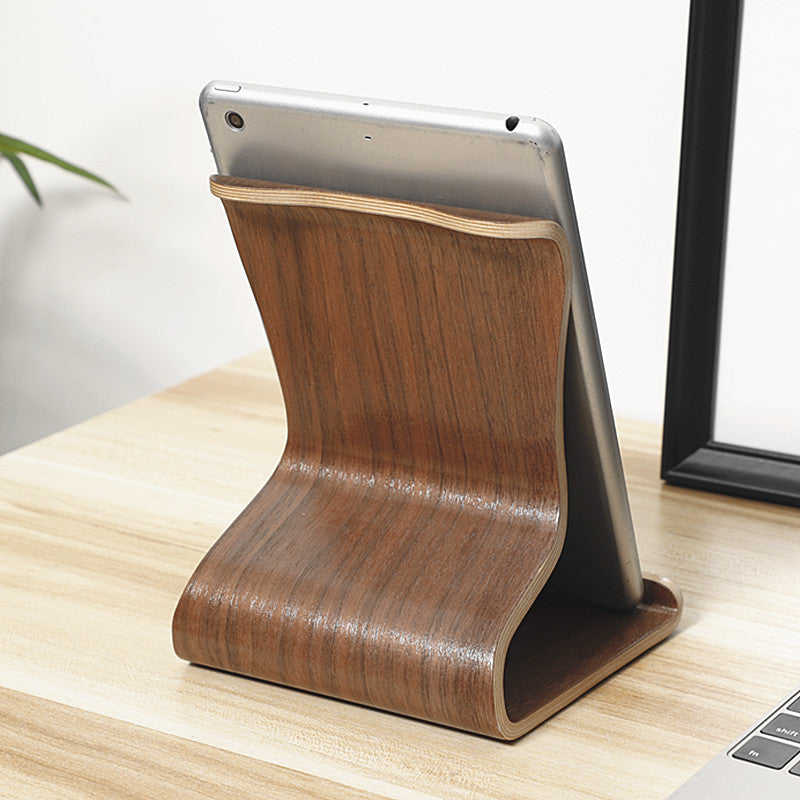 One-piece moulded wooden tablet and phone stand