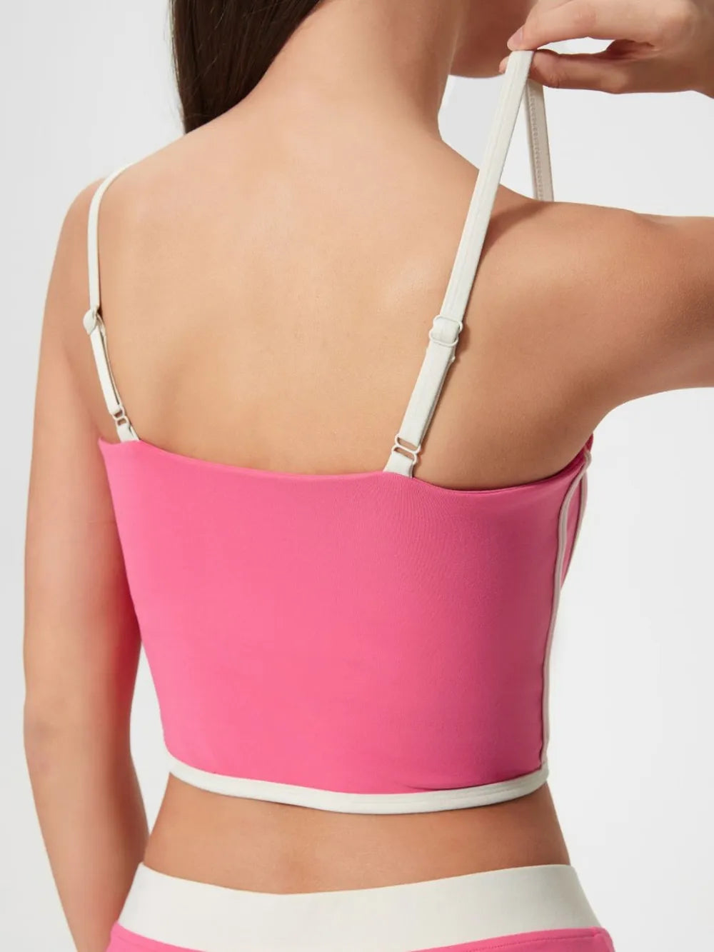 Contrast Trim Square Neck Active Cami with Detachable Chest Pads