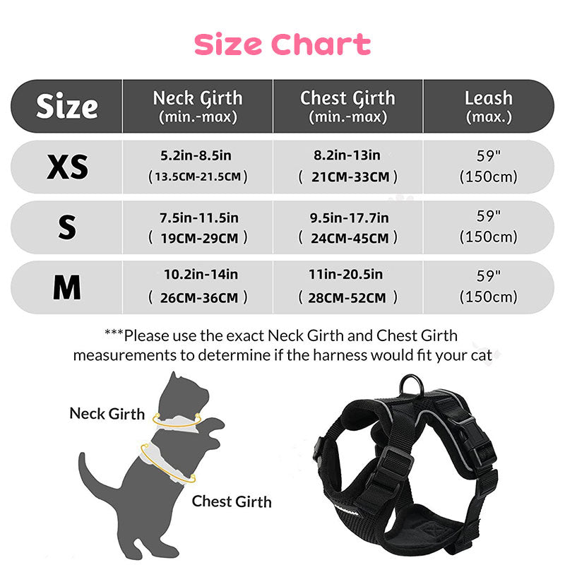 Cat Harness and Leash with Easy Control, Escape-Proof - Soft Adjustable Vest Harness for Walking Cats