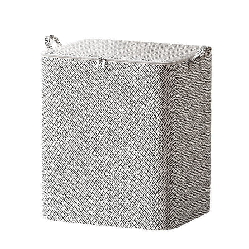 Grey Herringbone Storage Bag for Home Use, Dust-Proof Organiser for Blankets, Clothes, and Bedding Storage Bag