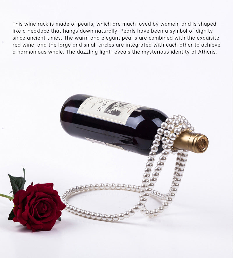 Pearl Necklace Stainless Steel Novelty Bottle Holder/Pedestal/Clamp for Champagne, Whisky & Wine