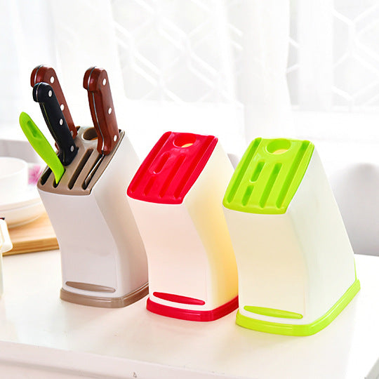 Kitchen Multifunctional Plastic Knife Holder Storage Rack With Draining