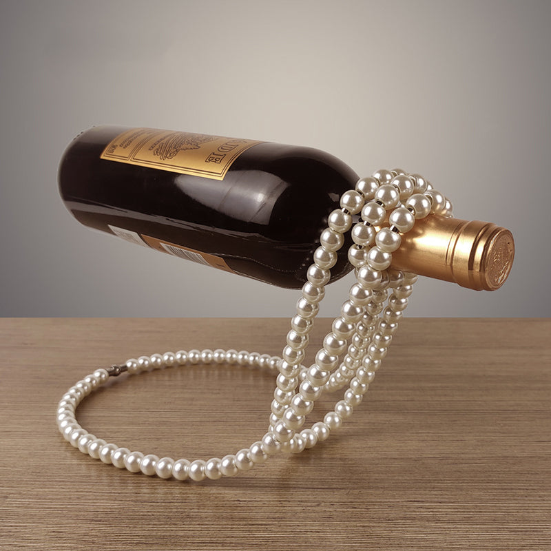 Pearl Necklace Stainless Steel Novelty Bottle Holder/Pedestal/Clamp for Champagne, Whisky & Wine