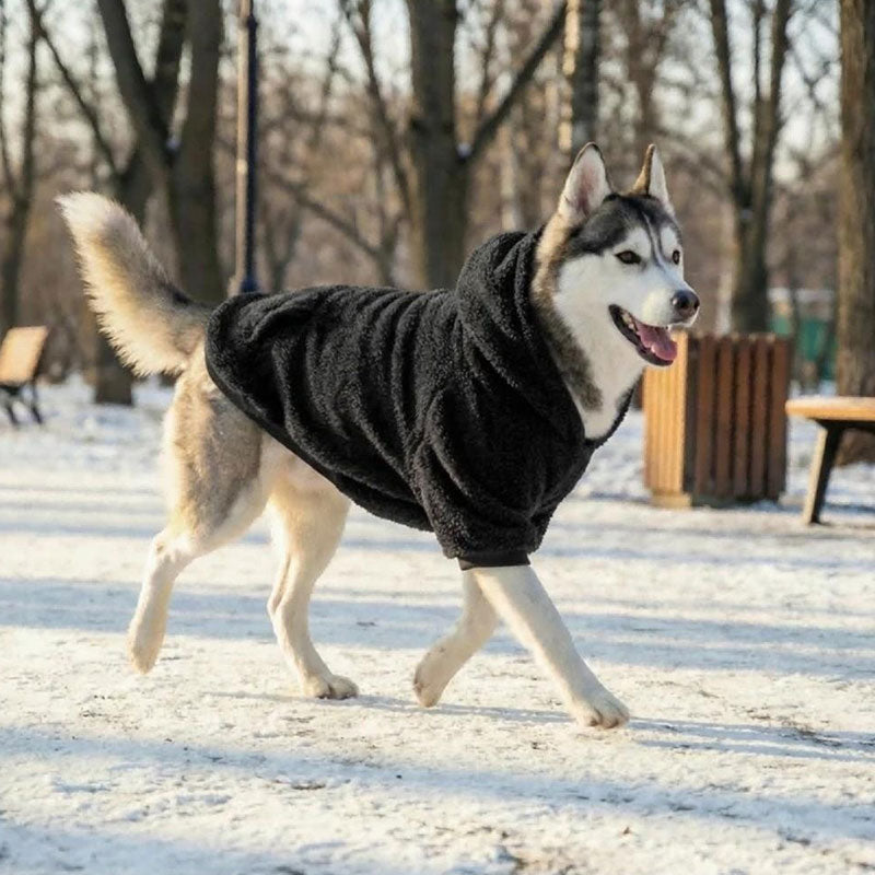 Warm Winter Dog Hoodie - Fleece-Lined Outdoor Dog Coat for Medium & Large Breeds