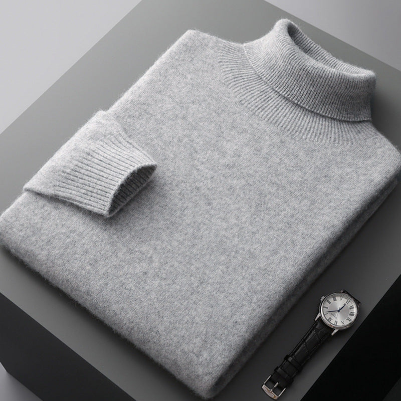 Men's high-collar pullover sweater loose knit for men