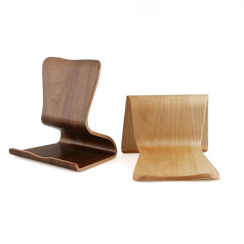One-piece moulded wooden tablet and phone stand