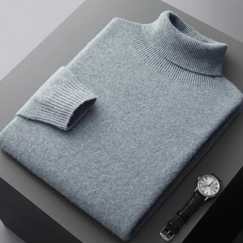 Men's high-collar pullover sweater loose knit for men