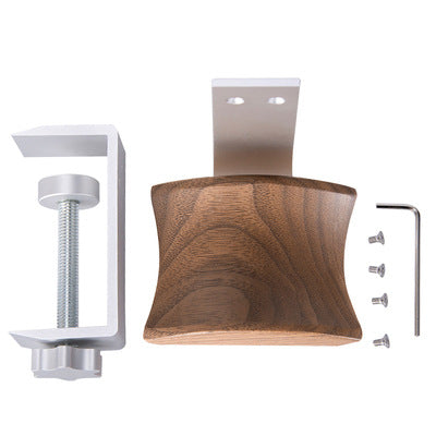 Clip-on Metal Solid Wood Headphone Stand, Walnut Wood Headphone Hanger, Easy Installation Headphone Bracket