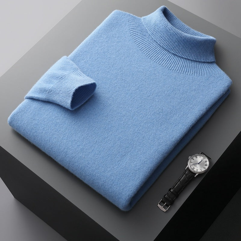 Men's high-collar pullover sweater loose knit for men