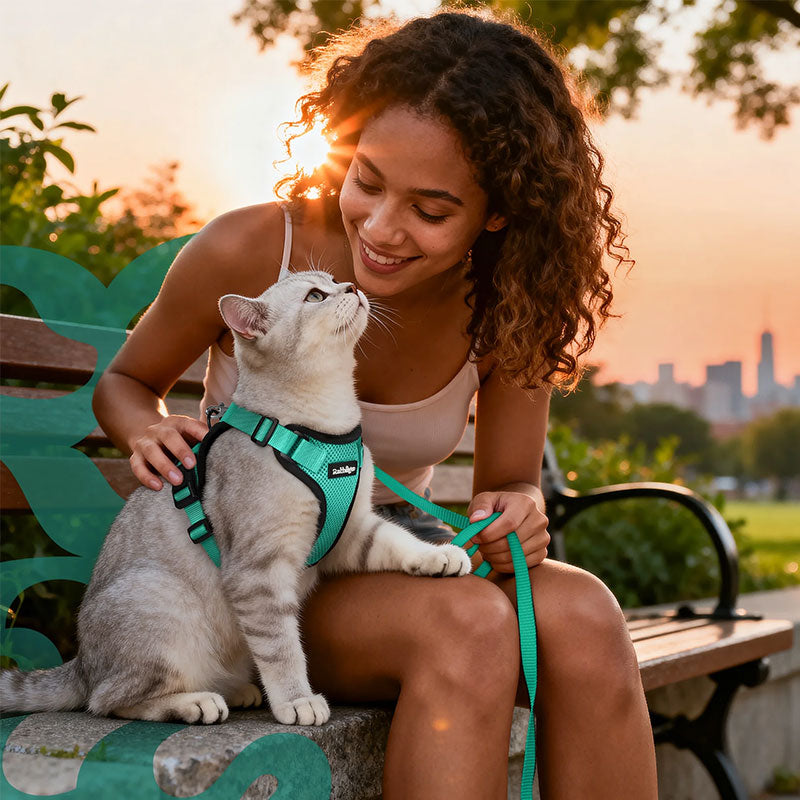 Cat Harness and Leash with Easy Control, Escape-Proof - Soft Adjustable Vest Harness for Walking Cats