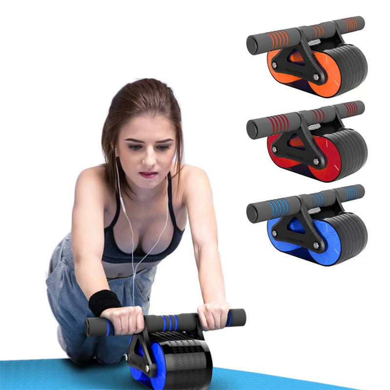 Home Abdominal Double-Wheel Exercise Roller with Kneeling Mat
