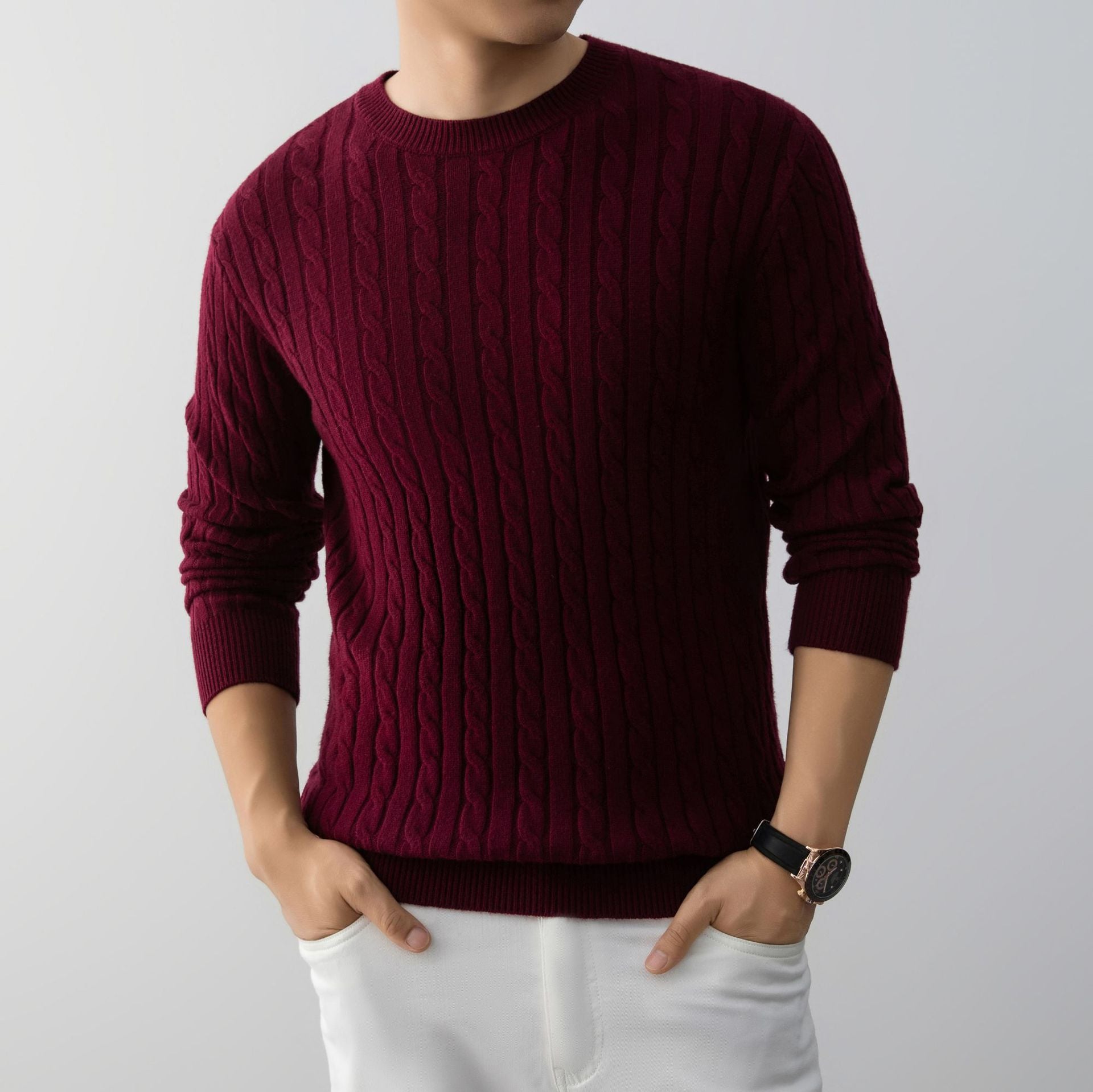 Jacquard Relaxed Cable Knit Sweater