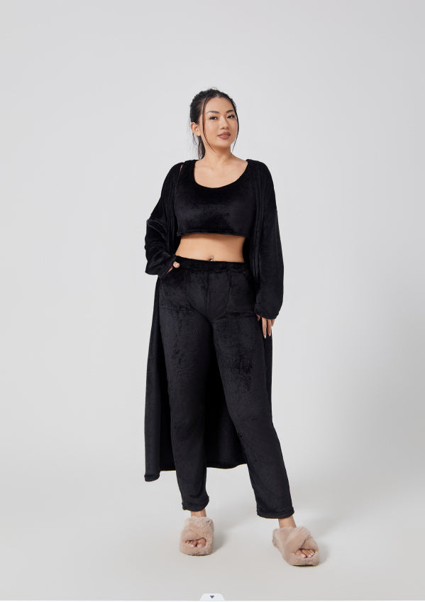 Cozy Pyjama Set 3 Piece Lounge Set - Vest, Trousers, Robe