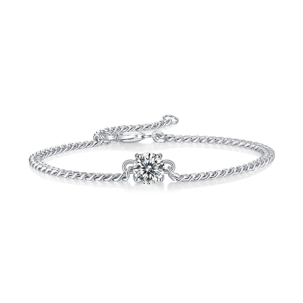 Metallic Silver Bracelet with Diamond Feature