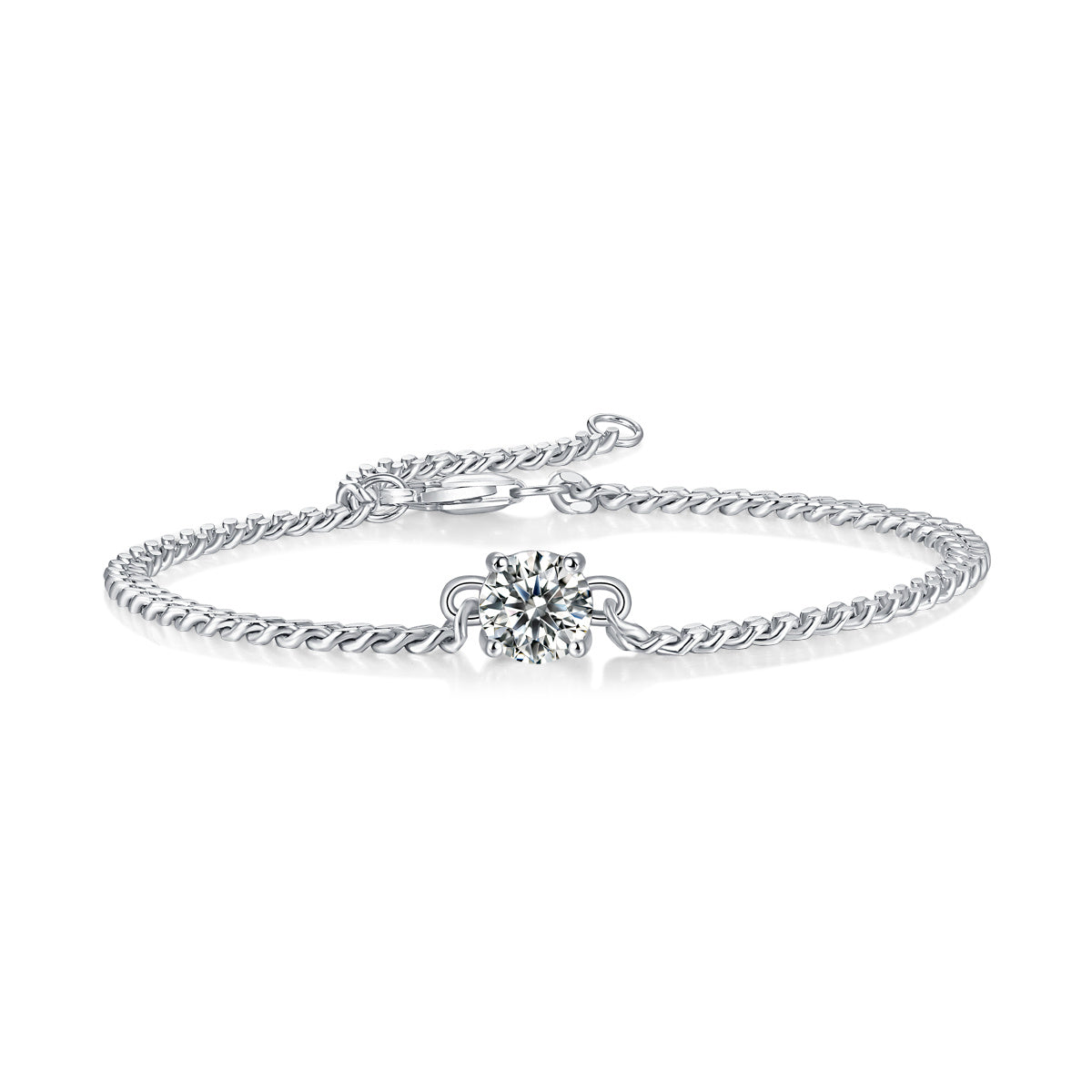 Metallic Silver Bracelet with Diamond Feature