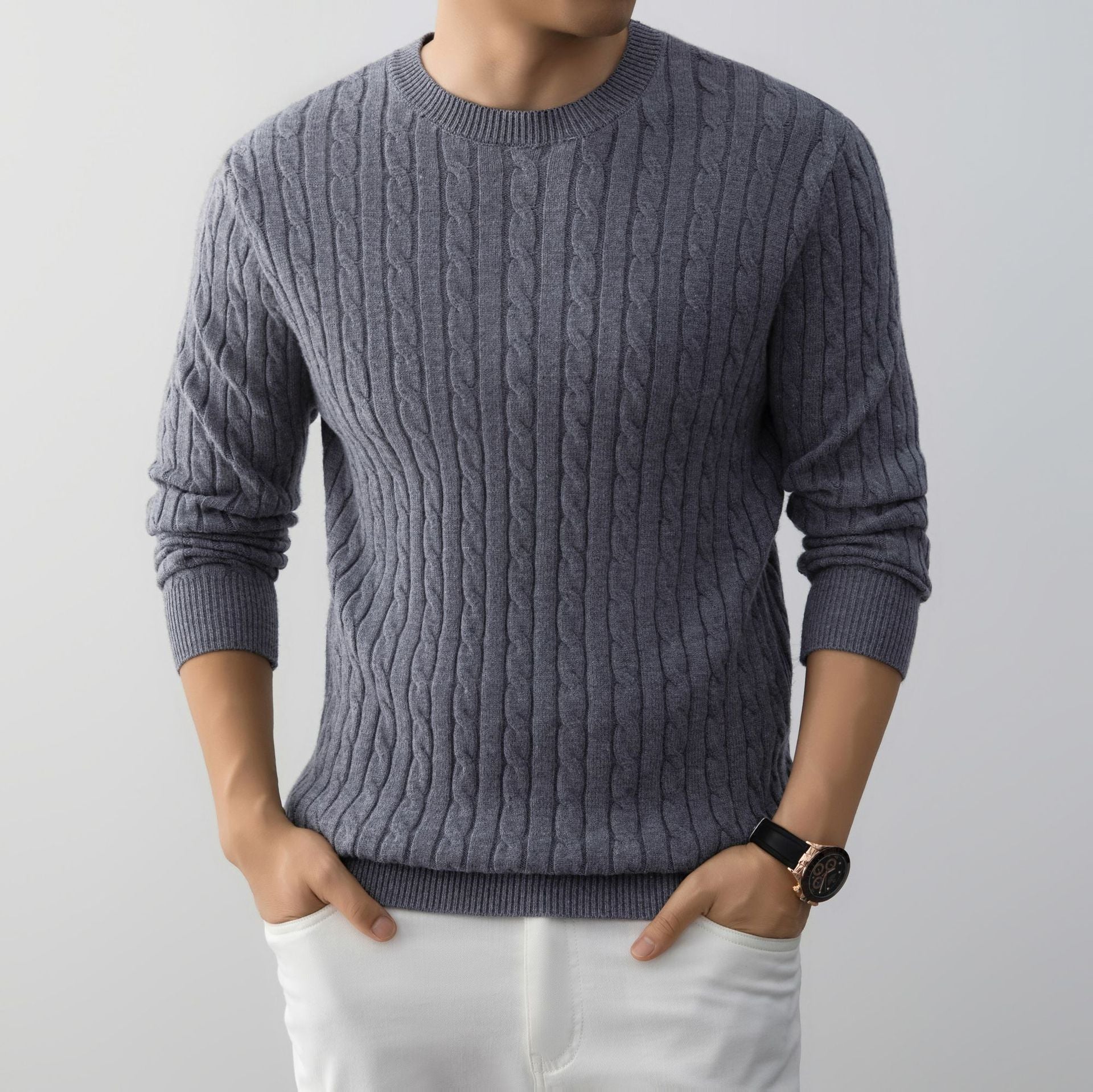 Jacquard Relaxed Cable Knit Sweater