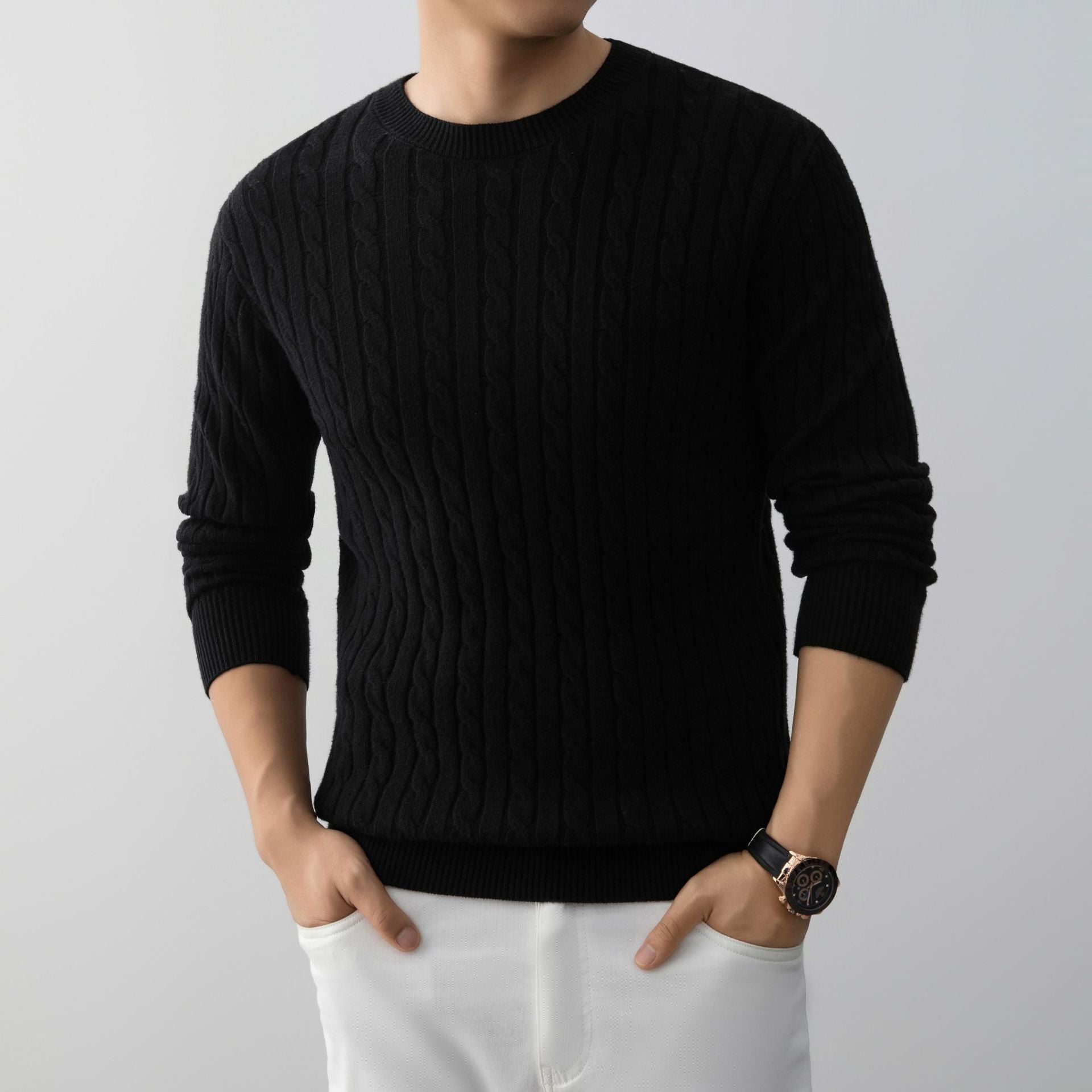 Jacquard Relaxed Cable Knit Sweater