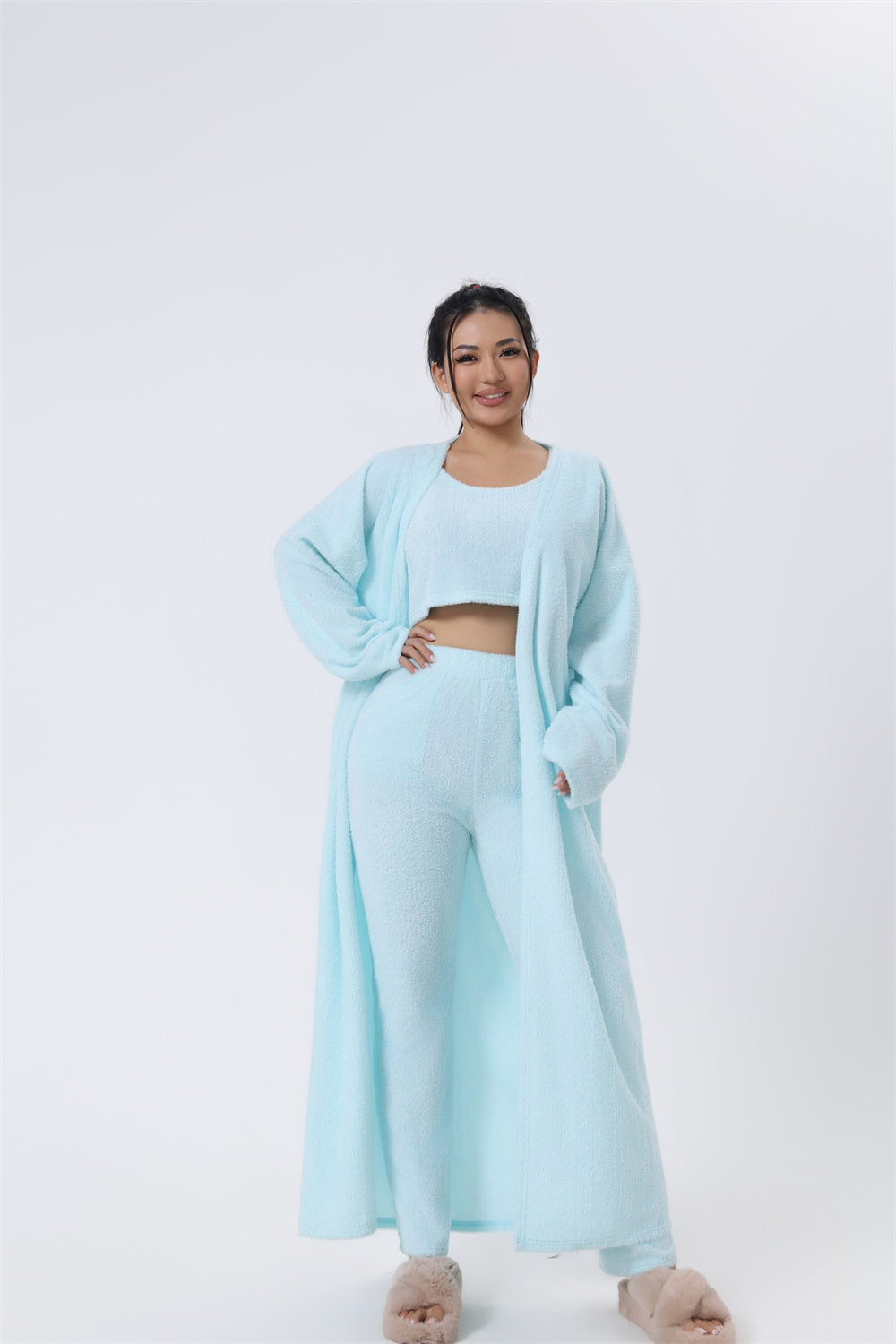 Cozy Pyjama Set 3 Piece Lounge Set - Vest, Trousers, Robe