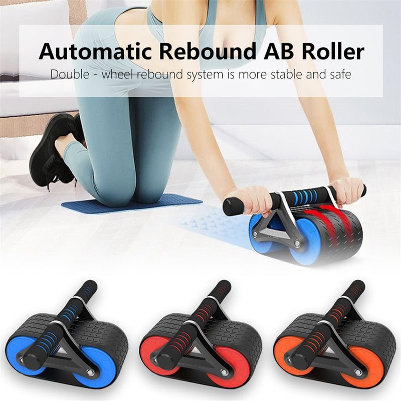 Home Abdominal Double-Wheel Exercise Roller with Kneeling Mat