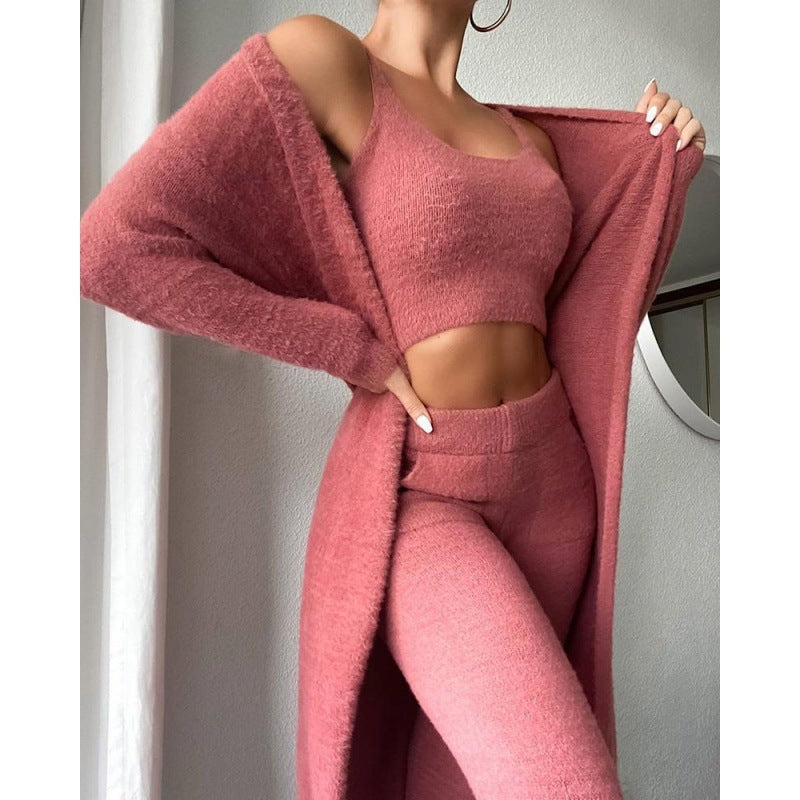 Cozy Pyjama Set 3 Piece Lounge Set - Vest, Trousers, Robe