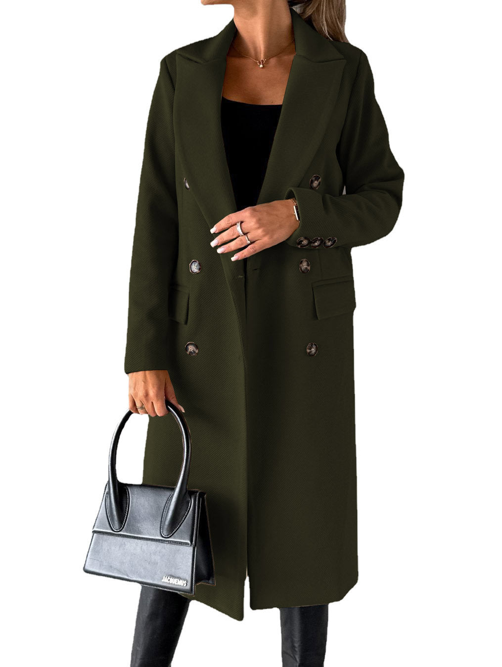 Double-breasted Lapel Coat Slim Long Coat