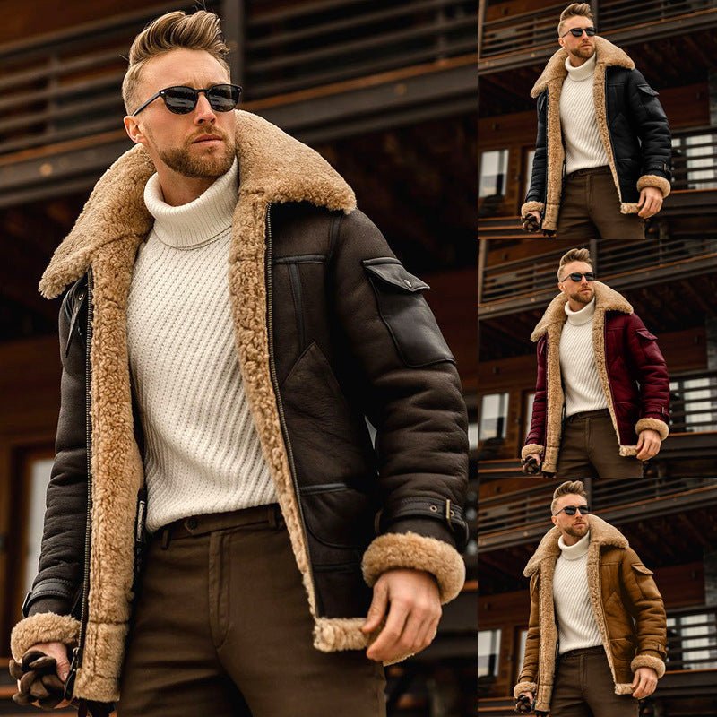 Military Leather & Faux Fur Heavyweight Jacket