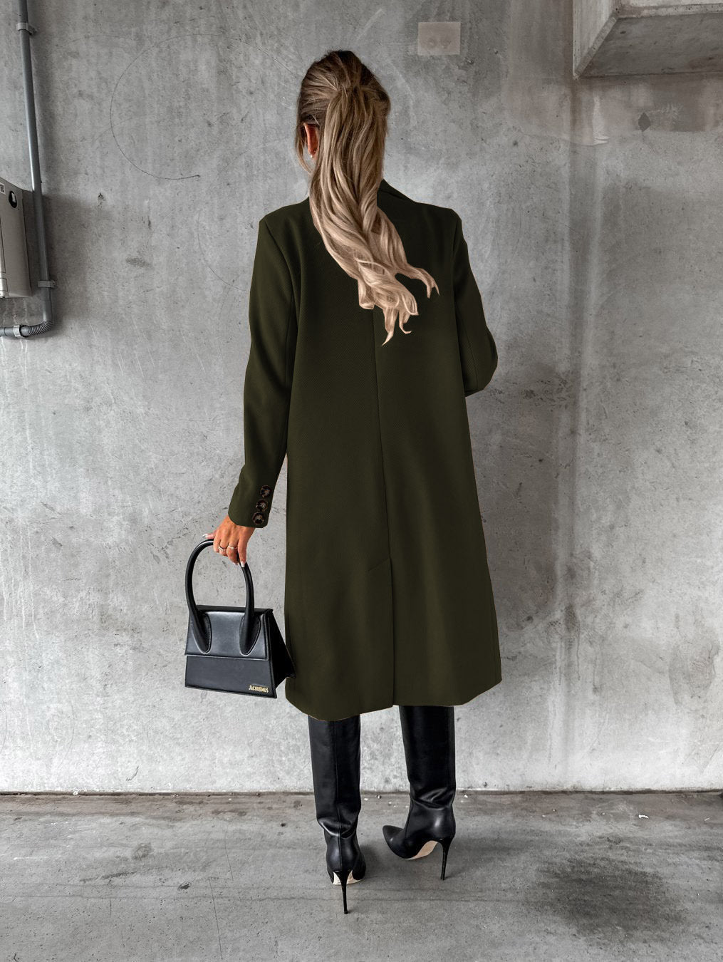 Double-breasted Lapel Coat Slim Long Coat