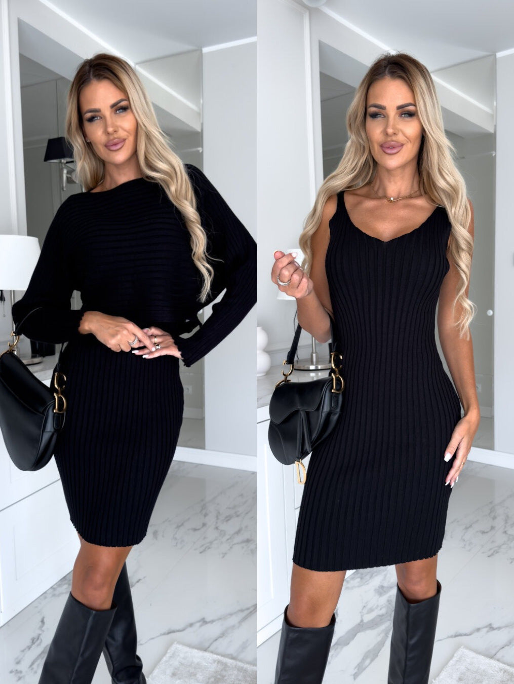 Fold-style Top & Dress Matching Set