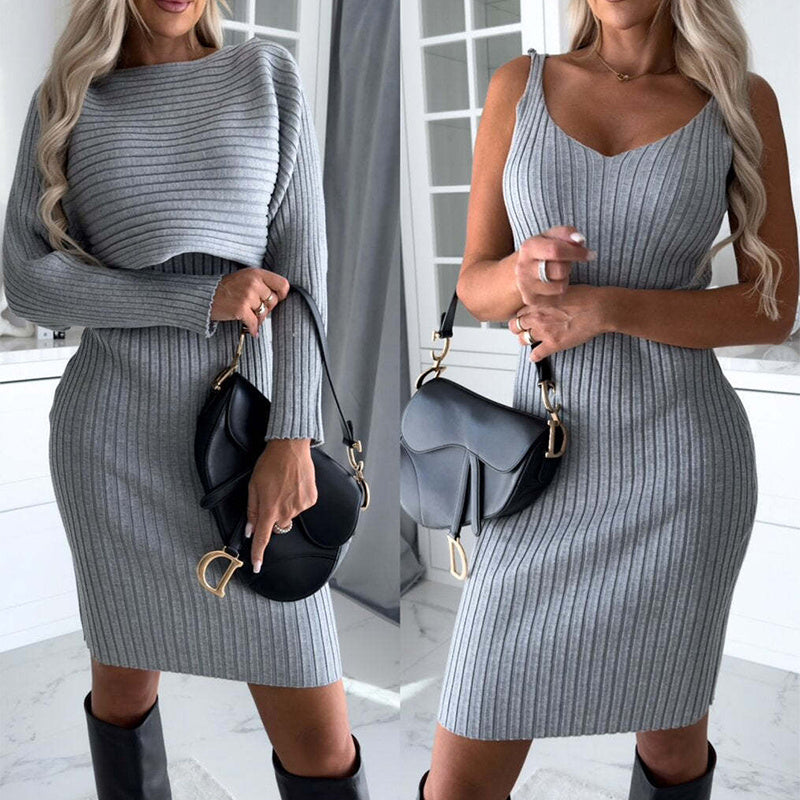 Fold-style Top & Dress Matching Set