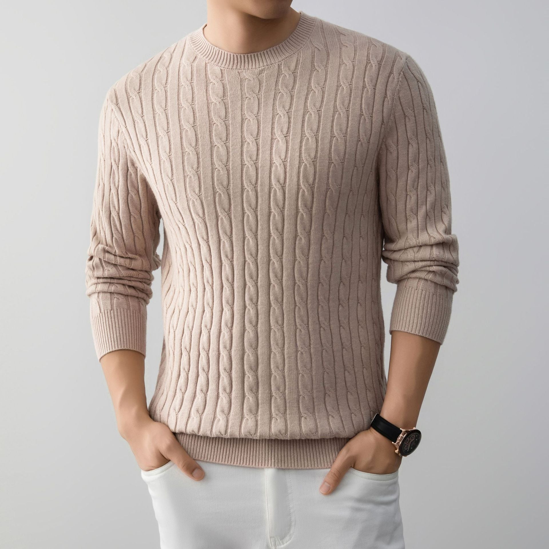 Jacquard Relaxed Cable Knit Sweater