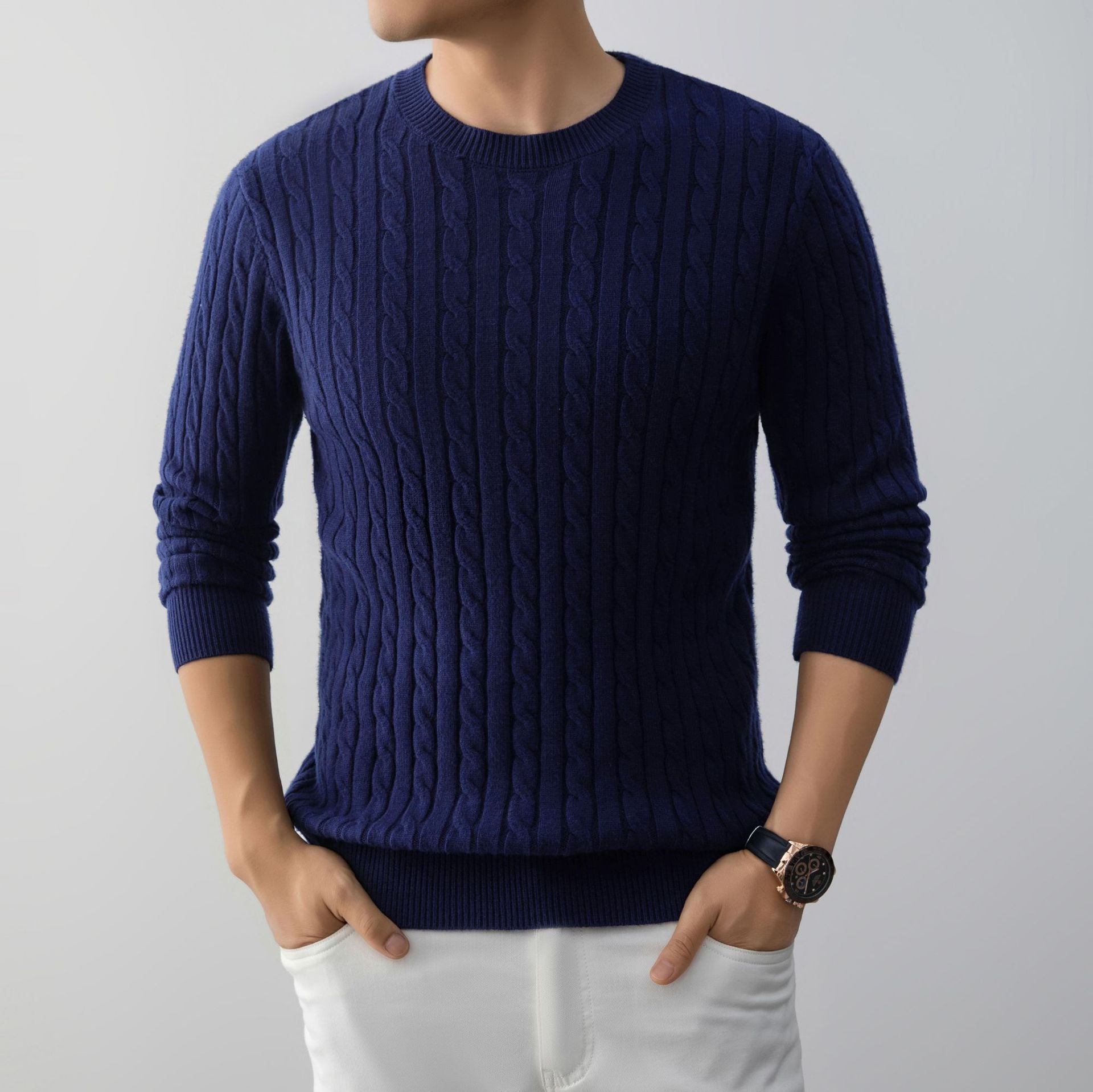 Jacquard Relaxed Cable Knit Sweater