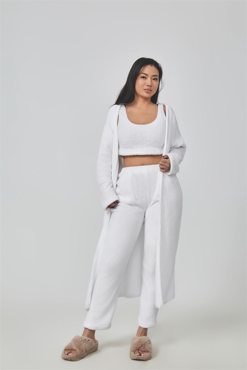 Cozy Pyjama Set 3 Piece Lounge Set - Vest, Trousers, Robe